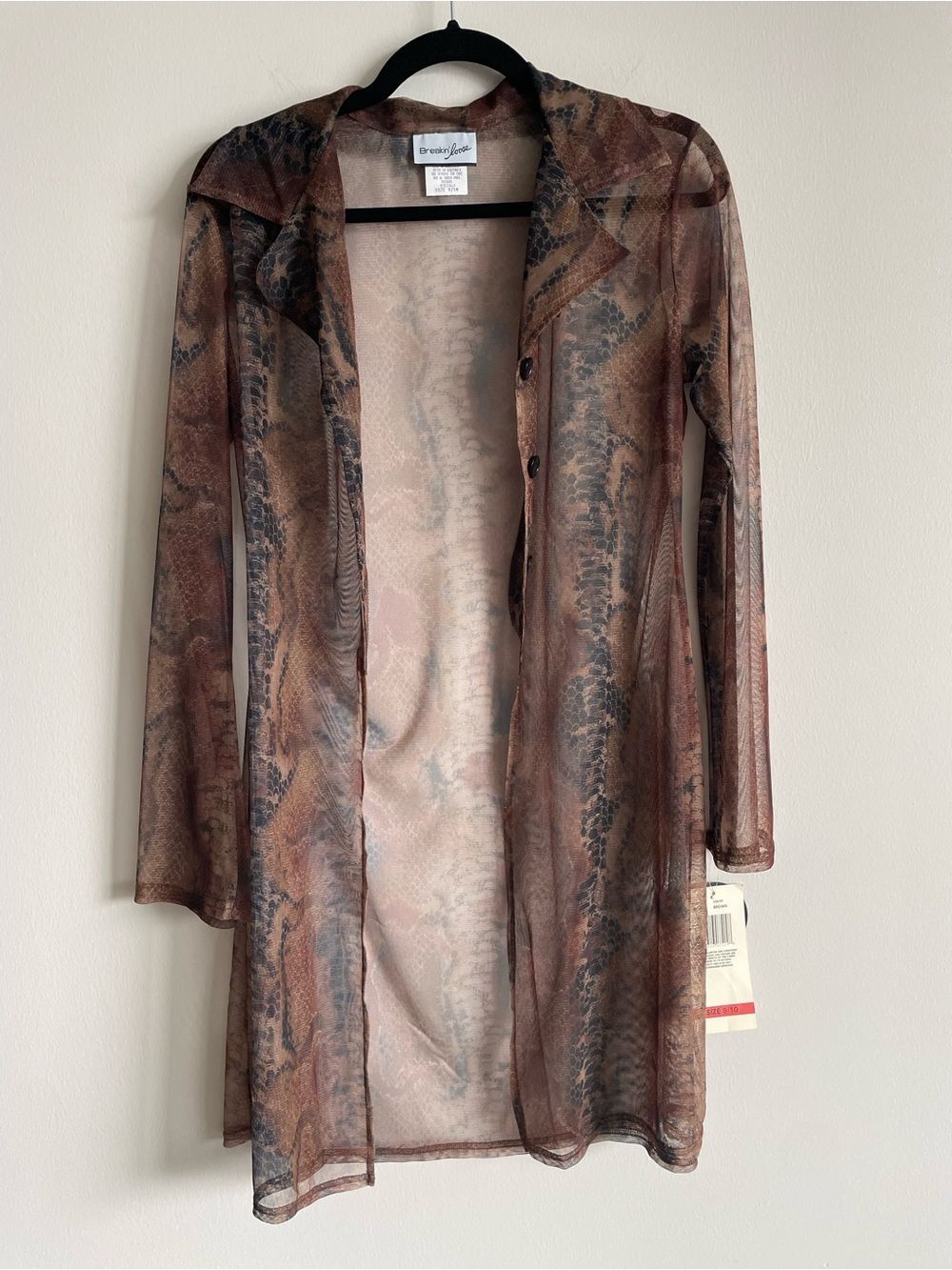 Vintage 90s Breakin' Loose Sheer Mesh Maxi Cardigan Duster Dress Whimsigoth 9/10